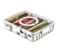 Generisch - Contenitore - 12,2 X 9,45 X 2,76 pollici, organizer portatile con 4 scomparti | Vassoio impilabile per alimenti con maniglia, coperchio trasparente, con griglia multipla per salsiccia