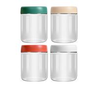 Generisch Contenitore di fiocchi per la notte, ermetico in con coperchi - 4 contenitori trasparenti per la notte, per frutta chia budino, fagioli, latte, zuppa di cereali