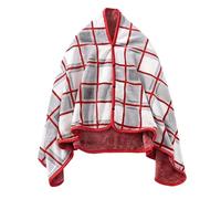 Generisch Coperta invernale calda da donna, in flanella, in pile, con poncho, morbida, spessa, comoda e comoda, antivento, in flanella, a quadri, con bottoni, mantello in pile, bianco, Taglia unica