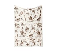 Generisch Coperta per bambini, stile western - Trapunta vintage morbida per casa fattoria, auto, campeggio, appartamento, panchina da picnic, parco