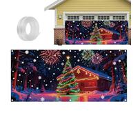 Generisch Copertura natalizia per porta del garage, 4 x 1,8 m, fluorescente | Sfondo per garage, per proprietari di casa, fai da te, organizzatori di feste, feste di famiglia, decorazioni stradali