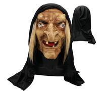 Generisch Copertura per il viso spaventosa con parrucca spaventosa strega | Costume horror, casco integrale per uomini e donne, feste di Natale, festival musicali, Pasqua, palcoscenico, teatro