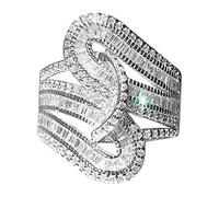 Generisch Coppia di anelli Princess Cut Set Anello di Lusso Donne Fidanzamento Matrimonio Anelli 48, 9, Metallo, Nessuna pietra preziosa