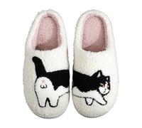 Generisch Coppia di piccoli gatti invernali con motivo cartoni animati, grandi e caldi, in memory foam, chiusi, trasparente, 37 EU
