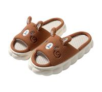 Generisch Coppie maschili e femminili, simpatici personaggi dei cartoni animati con dita a vista, coniglio, orso, carine pantofole in lino per quattro stagioni, pantofole in cotone, caffè, 45 EU