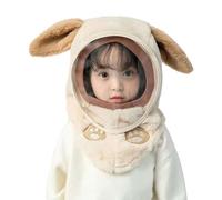 Generisch Copricapo invernale per bambini, cappelli invernali per bambini, maschera con cappuccio a forma di animale, unisex ispessito, maschera per il viso integrale antivento per e ragazze, beige.