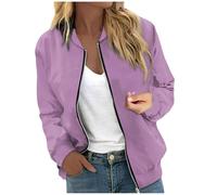 Generisch Cord Cappotto Donna Giacche Giacca Primavera Manica Lunga Cappotto Stand Leggero Breve Outwear Top Delle Donne Cappotto Di Arte, Lilla, L