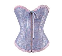 Generisch Corsetto da donna 2026 con lacci, raso, corsetto con bacchette, top bustier, taglie forti, da sposa, body shaper, gotico, corsetto sotto il seno, top, bodysuit, Halloween, Blu, XL