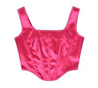 Generisch Corsetto da donna con scollo quadrato, raso, a spina di pesce, gilet snellente con spallacci, un top versatile, Colore: rosso, M