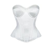 Generisch Corsetto da donna, elegante, semplice, bianco puro, come biancheria intima invisibile, corpetto lungo, taglio per busto e controllo addominale, corpetto da sposa