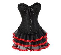Generisch Corsetto da donna per dimagrire il grasso della pancia, abito da corsetto, tutù, gotico, in pizzo, corsetto senza spalline, Lolita Coaplay, colore rosso (Watermelon Red L)
