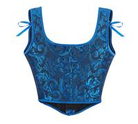 Generisch Corsetto da donna steampunk, corsetto vittoriano, corpetto rinascimentale, Halloween, corsetto pirata, costume da corsetto, gilet con reggicalze vintage, camicetta in raso, top in jacquard