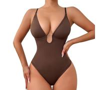 Generisch Corsetto intero da donna con scollo a V, senza cuciture, biancheria intima dimagrante, comoda ed elastica, marrone, S
