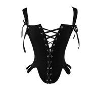 Generisch Corsetto rinascimentale da donna, vintage, bustino in pizzo, corsetto medievale, corsetto, top gotico, gilet steampunk, top vittoriano, stile retrò, con lacci, O nero., XL