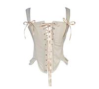 Generisch Corsetto rinascimentale da donna, vintage, bustino in pizzo, corsetto medievale, corsetto, top gotico, gilet steampunk, top vittoriano, stile retrò, con lacci, O kaki, XL