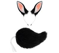 Generisch Cosplay da donna regolabile orecchie da coniglio e coda corta, set di accessori per cosplay con orecchie realistiche e coda per anime Convention gioco di ruolo