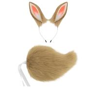 Generisch Cosplay da donna regolabile orecchie da coniglio e coda corta, set di accessori per cosplay con orecchie realistiche e coda per anime Convention gioco di ruolo