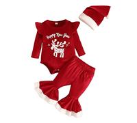 Generisch Costume da Babbo Natale per bambini, a maniche lunghe, in pile My First Christmas Outfit Baby Tutina neonata