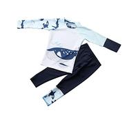 Generisch Costume da bagno a due pezzi per bambini, a maniche lunghe, protezione da surf, abbigliamento da spiaggia, ad asciugatura rapida, per sport acquatici, abbigliamento estivo, Blu, 5-6 Anni