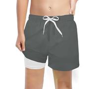 Generisch Costume da bagno alla moda con fodera a compressione, comfort elasticizzato, costume da bagno per il tempo libero, per le giornate in bagno sportivi, design ideale, grigio., 7 anni