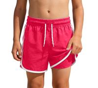 Generisch Costume da bagno casual a doppio strato per ragazzi dai 9 ai 16 anni, rosa intenso, 9-10 Anni
