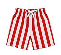 Generisch Costume da bagno con motivo floreale con tasche, per spiaggia e piscina, con elastico in vita, Colore: rosso, 5-6 Anni