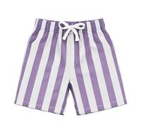 Generisch Costume da bagno con motivo floreale con tasche, per spiaggia e piscina, con elastico in vita, Lilla, 2-3Years