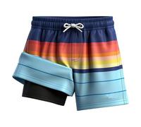 Generisch Costume da bagno con stampe grafiche alla moda, comodi pantaloncini da bagno per ragazzi, ad asciugatura rapida, elastico in vita, ideale per il tempo libero e le vacanze, Blu, 10-12 Anni