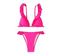 Generisch Costume da bagno coreano con volant per un costume da bagno elegante e seducente in due pezzi nelle giornate calde e in spiaggia, rosa intenso, M
