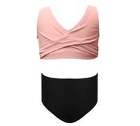 Generisch Costume da bagno da bambina a due pezzi, alla moda, per spiaggia, piscina, feste estive, protezione solare, Colore: rosa., 8-10 anni