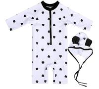 Generisch Costume da bagno da bambina per spiaggia, piscina e lago, a forma di cuore con sole, ideale per bambini di età compresa tra 1 e 6 anni, perfetto per l'estate, combinabile con sandali Due UN