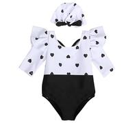 Generisch Costume da bagno da bambina per spiaggia, piscina e lago, a forma di cuore con sole, ideale per bambini di età compresa tra 1 e 6 anni, perfetto per l'estate, combinabile con sandali Due UN