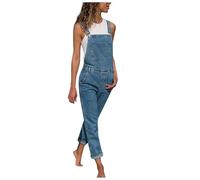 Generisch Costume da bagno da donna, body in denim, salopette lunghe, Blu, XL