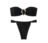Generisch Costume da bagno da donna senza spalline, set bikini con supporto ad anello, costume da bagno in due pezzi, sexy, elegante, push up, costume da bagno estivo, elegante, spiaggia, vacanze