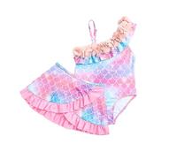 Generisch Costume da bagno da ragazza, costume da bagno in due pezzi, per ragazze con motivo batik, costume da bagno per bambini, costume da bagno con una sola mano, Colore: rosa., 4-5 Jahre