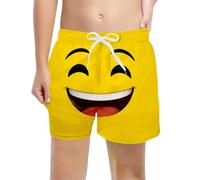 Generisch Costume da bagno da ragazzo con stampe alla moda come pantaloncini da spiaggia per una perfetta giornata in piscina in vacanza al mare, giallo., 6-7 Anni