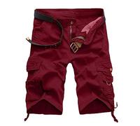 Generisch Costume da bagno da uomo, comodo, casual, sottile, cargo da 5 quarti, da uomo in primavera, Colore: rosso, XXL