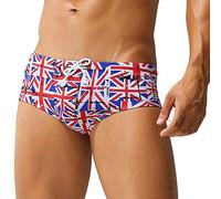 Generisch Costume da bagno da uomo Independence Day Sexy con coppe stampate Trend Exposure Plus Size, Colore: rosso, XL