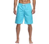 Generisch Costume da bagno da uomo, lungo, da surf, con coulisse, elastico, con tasche, ad asciugatura rapida, per attività all'aria aperta, traspiranti, elasticizzati, Verde menta, M