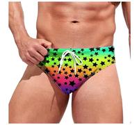 Generisch Costume da bagno estivo da uomo, alla moda, con stampa paillettes, morbido e confortevole, per nuotare, spa, lacci, triangolo, costume da bagno, Nero , M