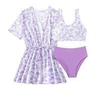 Generisch Costume da bagno in due pezzi, per bambine, bikini per bambini, Lilla, 10-11 Anni