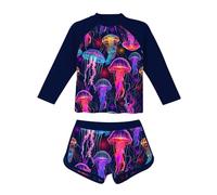 Generisch Costume da bagno in due pezzi per bambini, carino costume da bagno diviso, per ragazze e bambini grandi, adorabile costume da bagno per bambini, Nero , 10-11 Anni