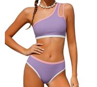 Generisch Costume da bagno in due pezzi, spalle scoperte, con imbottitura sul petto, bikini colorato per tutti i giorni, tempo libero, campus, outdoor, taglie 7-16 anni, pantaloncini stampati con