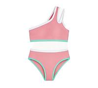 Generisch Costume da bagno in due pezzi, spalle scoperte, imbottitura sul petto, bikini colorato, taglie 7-16 anni, abbigliamento estivo per il tempo libero all'aperto, Colore: rosa., 7-8 Anni