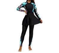 Generisch Costume da bagno per abbigliamento musulmano, 2 pezzi, composto da un rashguard a maniche lunghe e un costume da bagno con cerniera e protezione solare UPF., verde, L