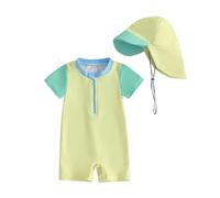 Generisch Costume da bagno per bambini Baby Rash Guard SPF 50+ per bambini e bambine, spiaggia, piscina, estate, gioco d'acqua, giallo., 0-3 Mesi