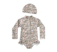 Generisch Costume da bagno per ragazze per la spiaggia estiva. Incantevole costume da bagno a maniche lunghe da 3 a 8 anni, perfetto per giorni in piscina e vacanze in famiglia., marrone, 7-8 Jahre