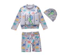Generisch Costume da bagno per ragazzi, a due pezzi, con design piatto, per lezioni di nuoto e tempo libero (4-8 anni), grigio., 7-8 Anni