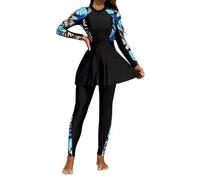 Generisch Costume da bagno Ramadan, in due pezzi, composto da un rashguard a maniche lunghe e un costume da bagno con cerniera e protezione solare UPF., Blu, XL