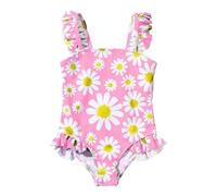 Generisch Costume da bagno sportivo per bambini, set bikini con abito estivo stampato, due pezzi per spiaggia, vacanze, elastico in vita per una comoda gita di un giorno all'aperto, Colore: rosa., 18